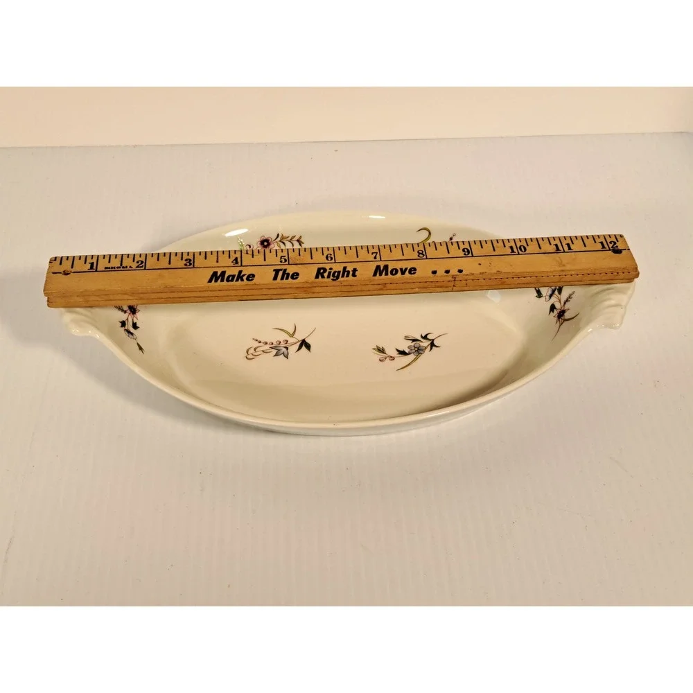 BIA Cordon Bleu France Floral Porcelain Au Gratin Dish Scalloped Handles 12in